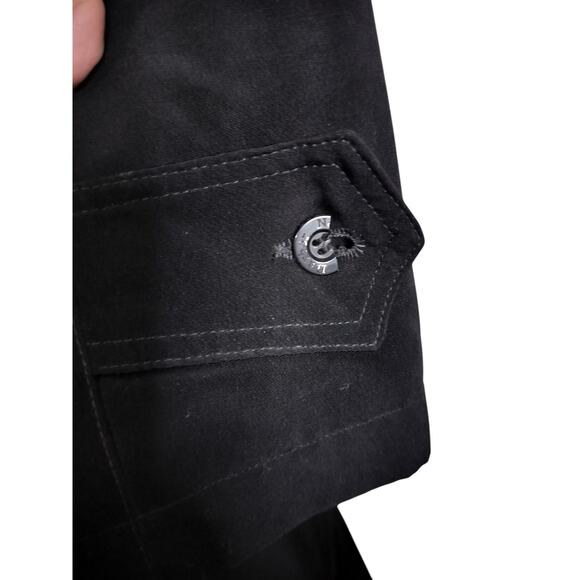 4410)Vtg 80s New York Harbor  Andrea Black Velvet Hooded Removable Liner Coat 16 - Picture 5 of 12